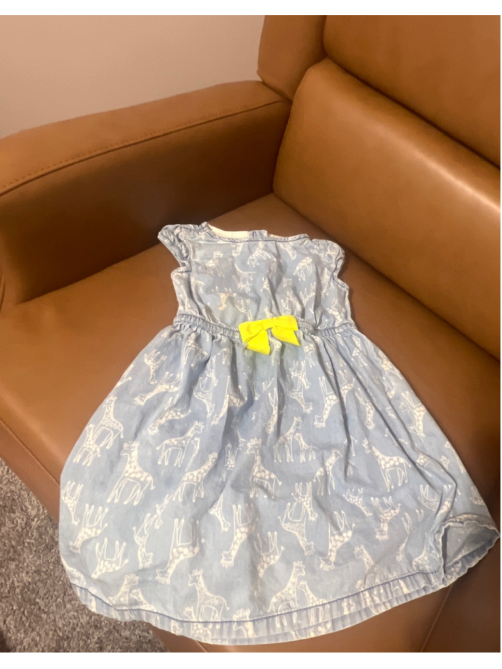 Girls Gymboree Giraffe Print Casual Dress Size 3T Blue and Yellow